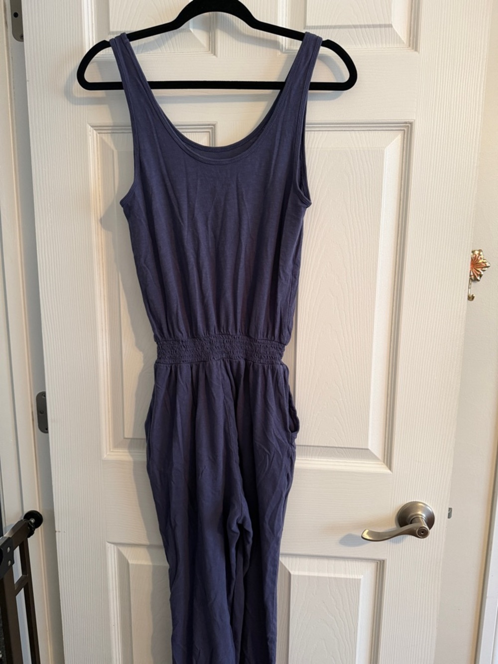 aerie Slate Blue Sleeveless Jumpsuit with Elastic Waist